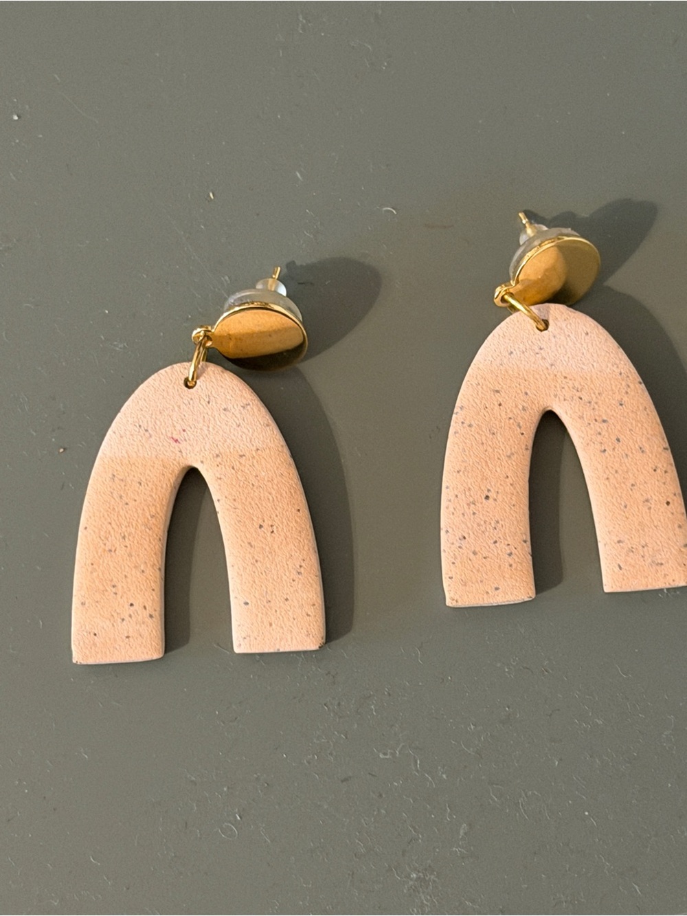 Neutral Pink Arch Drop Earrings - Lightweight Women Jewelry